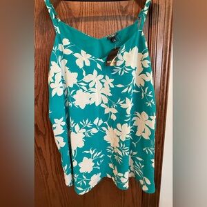 Torrid Teal and Cream Chiffon Cami